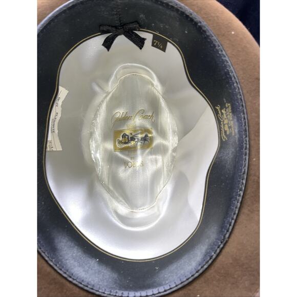 Vintage DOBBS GOLDEN COACH GUILD EDGE Brown FEDORA HAT SIZE 7 1/4 - Picture 4 of 7